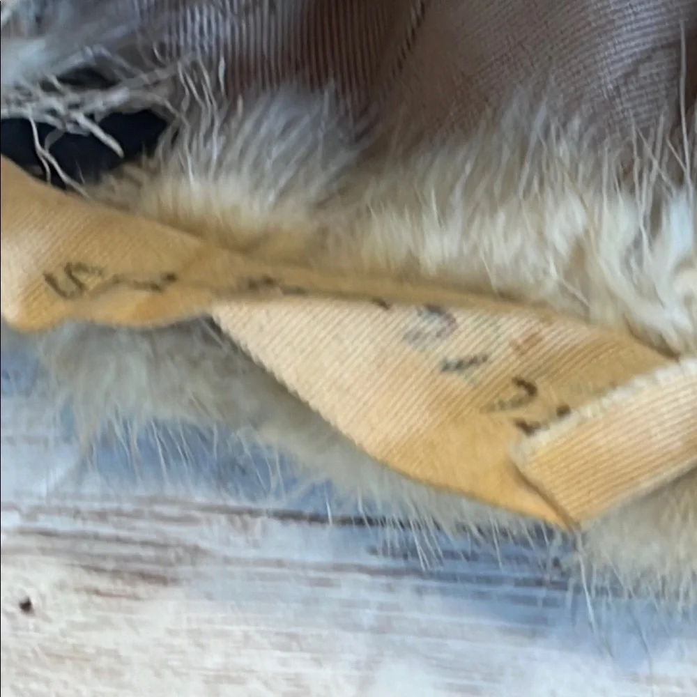 Vintage Blonde Mink Fur Hat with Brown Chin Strap